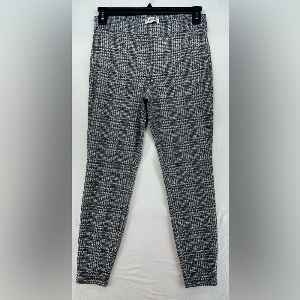 Nanette Lepore Pull On Pants Ankle Knit Tweed Black White Metallic Womens Size S